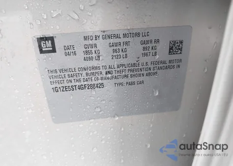 2016 Chevrolet Malibu 1Lt from USA, damaged, VIN 1G1ZE5ST4GF288425